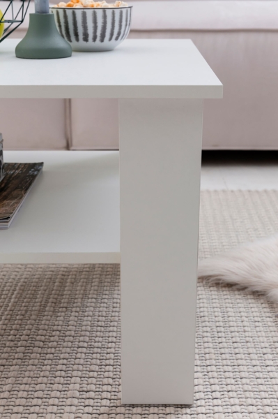 Couchtisch WL5.834 Weiß 60 x 42 x 60 cm Design Holztisch mit Ablage, Wohnzimmertisch Coffee Table, Sofatisch Loungetisch Holz, Kaffeetisch Stubentisch mit Stauraum, Tisch Wohnzimmer Bild 7