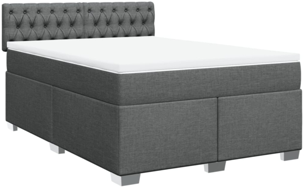 vidaXL Boxspringbett mit Matratze Dunkelgrau 140x190 cm Stoff 3285891