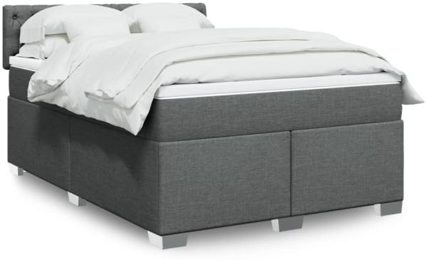 vidaXL Boxspringbett mit Matratze Dunkelgrau 140x190 cm Stoff 3285891