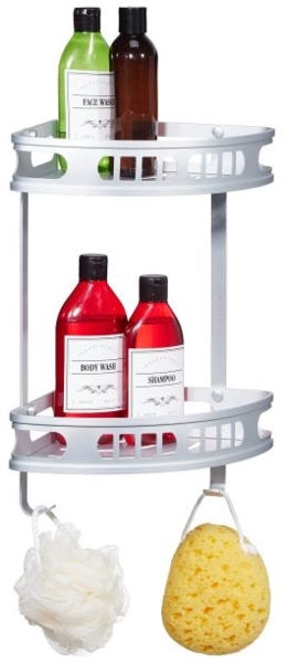 Relaxdays Badeckregal für Dusche, Aluminium silber, 30 x 23 x 39 cm