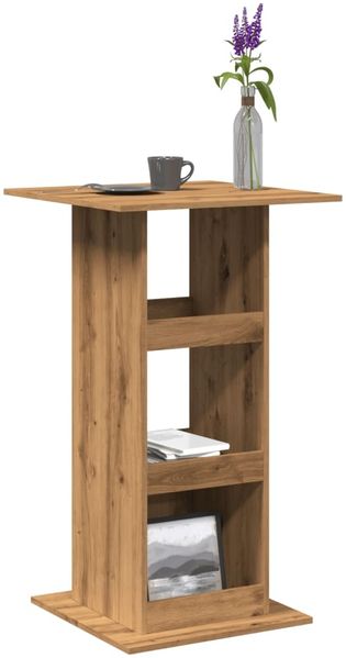 Bartisch, Stehtisch, Bistrotisch mit Ablagen Artisan-Eiche 60x60x102 cm Holzwerkstoff