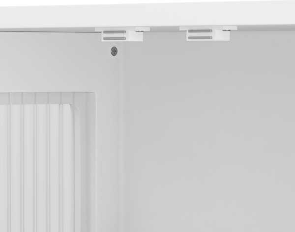 Wandhängeschrank 88 cm mit geriffeltem Glas,Badezimmerschrank mit Doppeltür, Einzeltür und offener Ablage,Weiß Bild 9