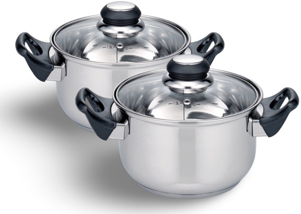 2x Edelstahl Kochtopf "Turin" 16cm kleine Kochtöpfe Küche Töpfe Topf Set 2 Stück