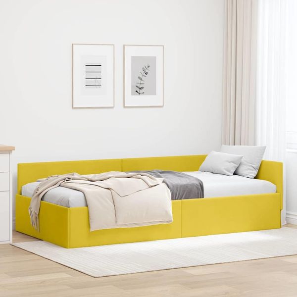 vidaXL Eckbettgestell mit Kopfteil Gelb 80 cm x 200 cm Samt 42016067