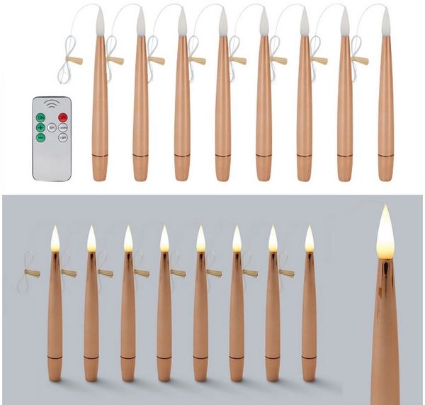 Online-Fuchs Christbaumkerzen 8 schwebende LED Weihnachtskerzen - Flying Candles mit Fernbedienung, In den Farben Silber, Champagner, Taubenblau, Grün und Rot