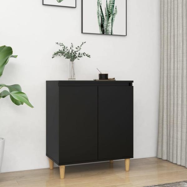 vidaXL Sideboard mit Massivholz-Beinen Schwarz 60x35x70 cm 806068