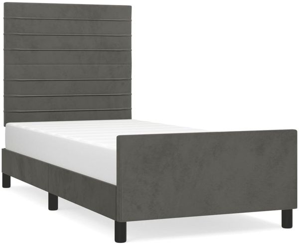 Einzelbettgestell Design für Erwachsene ohne Matratze Dunkelgrau 100x200 cm Samt d4537e