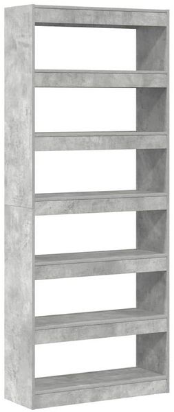 Bücherregal | Standregal mit Regal Beton Grau 80 x 30 x 198 cm Holzwerkstoff