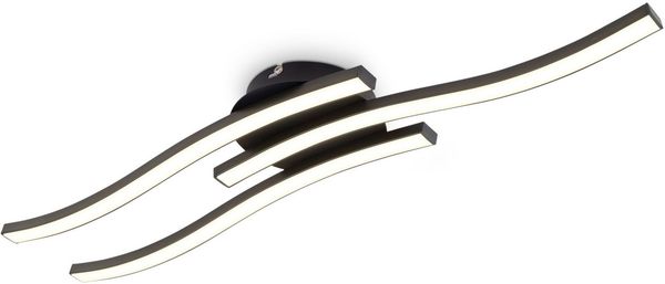 B.K.Licht Deckenleuchte moderne LED Deckenlampe 3-flammig wellenförmig 56x12 cm Wohnzimmer Flur, LED fest integriert, 3000K - Warmweiß, 3000K 230V LED Lampe 18W 1440lm Schafzimmer Flur schwarz BKL1432