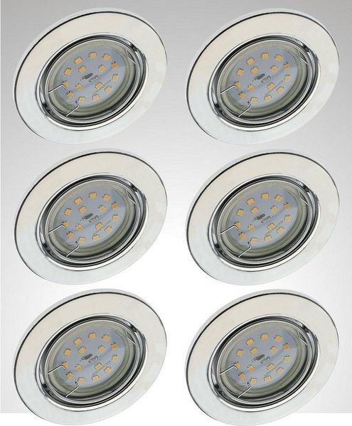 TRANGO LED Einbauleuchte, 6er Set 6729-068MO LED Einbaustrahler in Chrom-Optik schwenkbar inkl. 6x 5 Watt 3000K warmweiß Ultra Flach LED Modul, Einbauspots, Deckenlampe, Badleuchte, Deckenleuchte, Spots