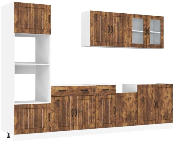 vidaXL 7-tlg. Küchenschrank-Set Lucca Räuchereiche Holzwerkstoff 3314746