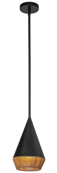 Licht-Erlebnisse Pendelleuchte AYALA, ohne Leuchtmittel, E27 D: 18,1 cm rund H: max. 150,8 cm Schwarz Beige Modern Metall Seil