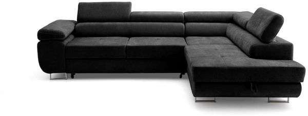 Muffo Ecksofa Wild Ecksofa mit Schlaffunktion, Verstellbare Kopfstützen, Schlaffunktion mit Bettkasten