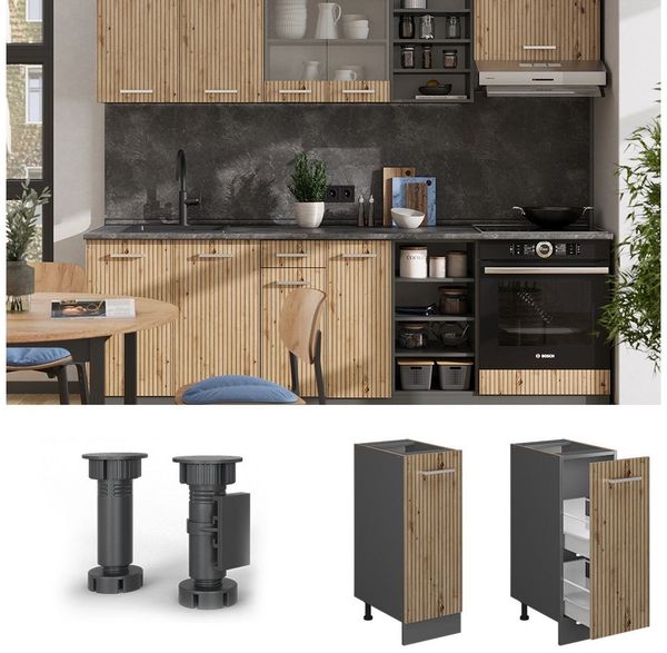 Apothekerschrank R-Line Artisan-Eiche 30 cm ohne Arbeitsplatte Vicco Bild 2