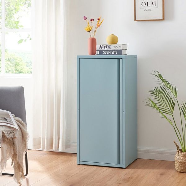[en. casa] 'Burlöv' Metallschrank, Stahl, 88 x 40 x 35 cm, Graublau