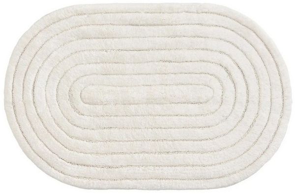 benuta Badematte Nia, Höhe 11 mm, Baumwolle, oval, 100% Baumwolle, handgeknüpft, Geometrisch, Contemporary, Badezimmer