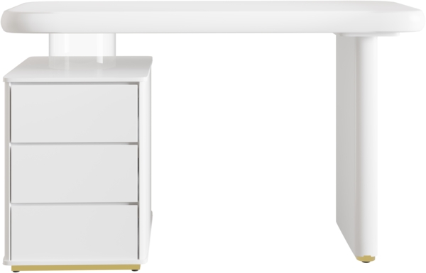 Schreibtisch, Moderner französischer Stil, Wolkenform, 3 Schubladen, verdickte Tischplatte und Beine, voll lackiert, MDF, Weiß, 117×50×74 cm Bild 9