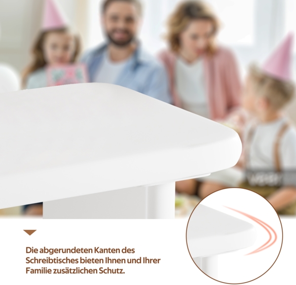 Schreibtisch, Moderner französischer Stil, Wolkenform, 3 Schubladen, verdickte Tischplatte und Beine, voll lackiert, MDF, Weiß, 117×50×74 cm Bild 3