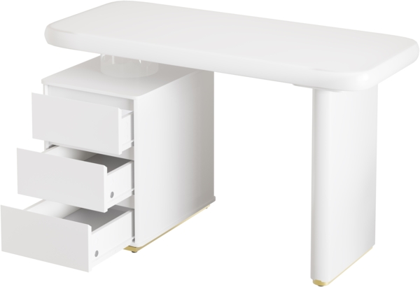 Schreibtisch, Moderner französischer Stil, Wolkenform, 3 Schubladen, verdickte Tischplatte und Beine, voll lackiert, MDF, Weiß, 117×50×74 cm Bild 8