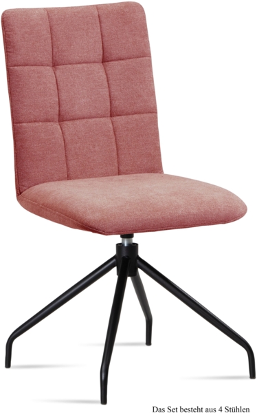 Esszimmerstuhl drehbar (4er-Set) Dolley 47x91x60 Schwarz/Rosewood