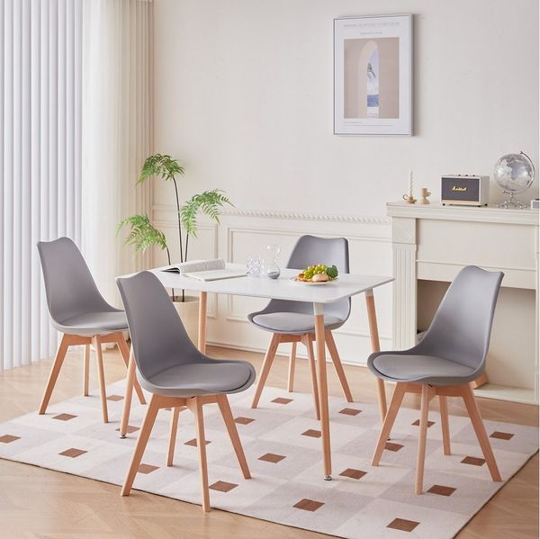 GrandCA HOME Esstisch Moderner minimalistischer Esstisch aus MDF mit Beinen aus Massivholz (1-St), Geeignet für kleine Wohnungen, 110 x 70 cm, Weiß