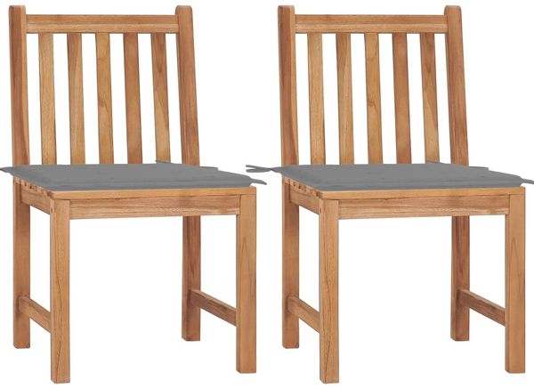 Gartenstühle 2er Set, Bistrostühl mit Kissen Massivholz Teak