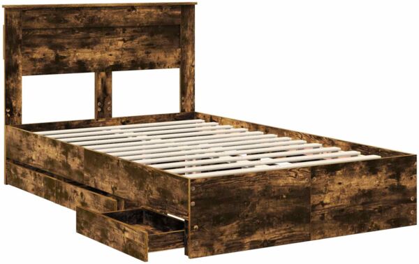 vidaXL Bettrahmen Geräucherte Eiche 120 x 200 cm Ingenieurs Holz 3409866 Bild 5