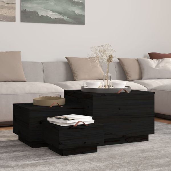 vidaXL Aufbewahrungsboxen mit Deckeln 3 Stk. Schwarz Massivholz Kiefer 818249