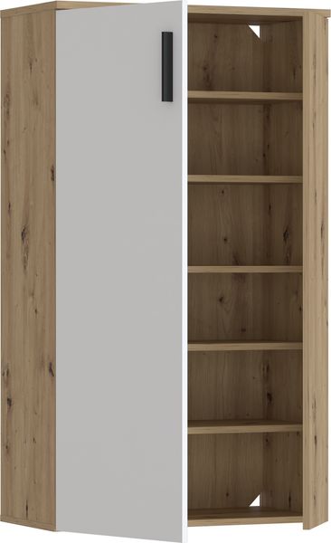 Forte BOOTS Schuhschrank 70, Skandi Stil Schuhschrank, 2-türig, Holzwerkstoff, Flur, Artisan Eiche Holzdekor, Weiß, 68,9 cm breit x 120,4 cm hoch x 34,1 cm tief Bild 5
