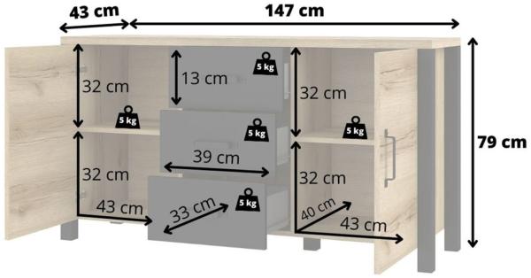 Küchenhängeschrank Rimini 45x72cm 1-türig matt lackiert Farbe wählbar RI-W2/45 Bild 3