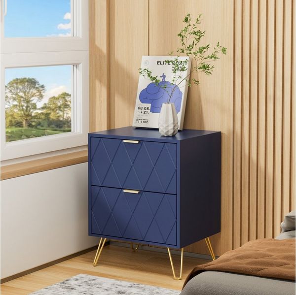 UEV Nachttisch 2er Set, Beistelltisch mit Beine, Nachtkommode mit Schubladen (Nachtschrank, Sofatisch für Wohnzimmer Schlafzimmer), 40 x 30 x 52 cm