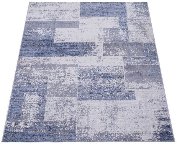 KADIMA DESIGN Teppich Geometrisch Wohnzimmer schmutzabweisend Teppich Kurzflor, Rechteckig, Höhe: 13 mm, Florhöhe: 9 mm, Polypropylen, 120x160, Blau