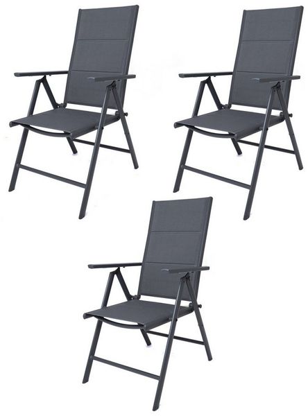 ONDIS24 Gartenstuhl Hochlehner Aluminium Klappsessel Vinoro Deluxe Gartensessel (3 St), UV-beständig