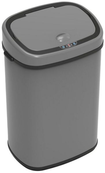 SVITA Mülleimer, 30L, Bewegungssensor, Klemmbeutel für Müllbeutel, Stahl, Grau