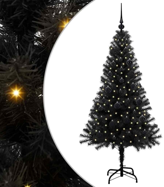 vidaXL Weihnachtsbaum mit 150 LEDs mit Ständer Schwarz 150 cm PVC 3396466