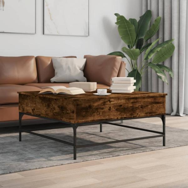 vidaXL Couchtisch Räuchereiche 95x95x45 cm Holzwerkstoff und Metall 3217066