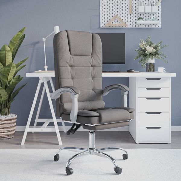 Bürostuhl, Drehstuhl, Schreibtischstuhl mit Massagefunktion Taupe Stoff