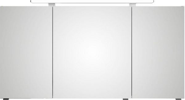 Saphir Badezimmerspiegelschrank Serie 4010 Badezimmer-Spiegelschrank inkl. LED-Aufsatzleuchte Badschrank 140 cm breit, 3 Türen, 6 Glas-Einlegeböden, inkl Türdämpfer