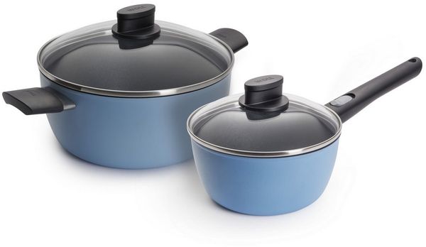 WOLL MADE IN GERMANY Topf-Set Ecolour, Aluminiumguss (Set, 4-tlg), abnehmbarer Stielgriff