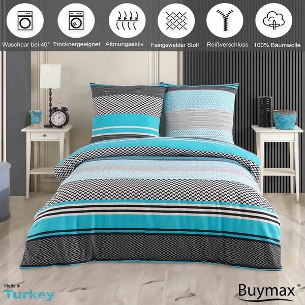 Buymax Bettwäsche, Biber, 2 teilig, 135x200 cm Flanell 100% Baumwolle Winterbettwäsche mit Reißverschluss