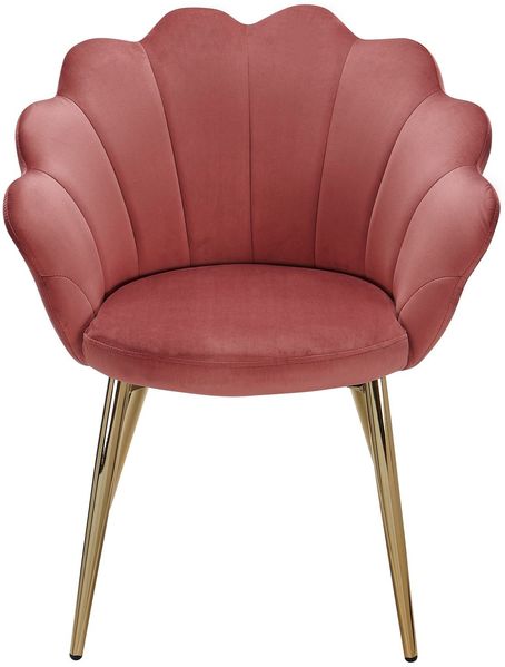 Esszimmerstuhl Tulpe Samt Rosa Gepolstert, Küchenstuhl mit Goldfarbenen Beinen, Schalenstuhl Skandinavisches Design, Polsterstuhl mit Stoffbezug Bild 2