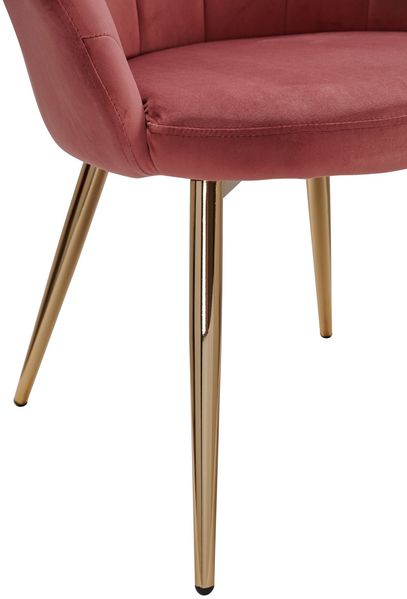 Esszimmerstuhl Tulpe Samt Rosa Gepolstert, Küchenstuhl mit Goldfarbenen Beinen, Schalenstuhl Skandinavisches Design, Polsterstuhl mit Stoffbezug Bild 6