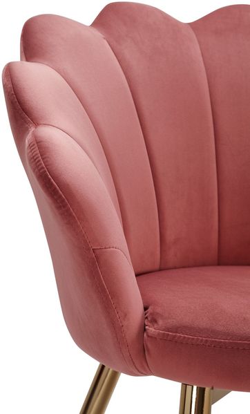 Esszimmerstuhl Tulpe Samt Rosa Gepolstert, Küchenstuhl mit Goldfarbenen Beinen, Schalenstuhl Skandinavisches Design, Polsterstuhl mit Stoffbezug Bild 5