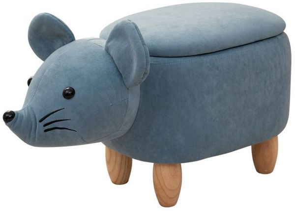 SVITA Kinderhocker Tierhocker, mit Stauraum, Sitzhocker, Sitztruhe, Maus Blau
