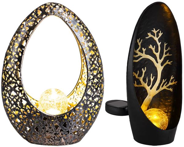 2x LED Solarleuchte, bronze gold, Baum, H 27,5 cm