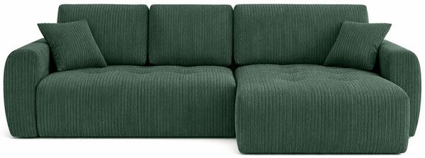 Kaiser Möbel Ecksofa mit Schlaffunktion und Bettkasten Ivo L aus Cordstoff Poso, Ecksofa mit Schlaffunktion, hoher Sitzkomfort,pflegeleichter Cordstoff,integrierter Stauraum