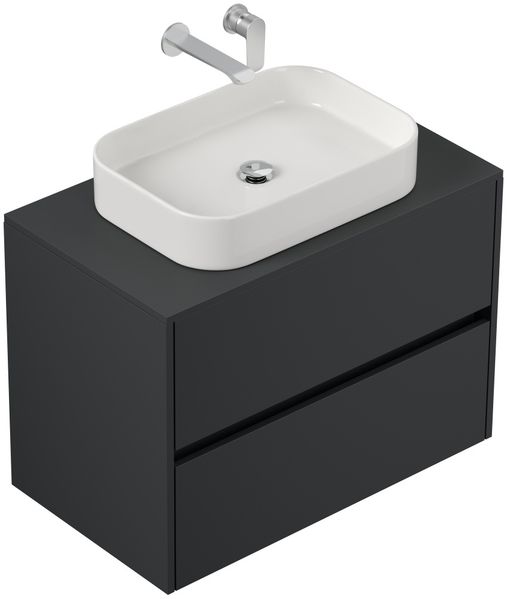 Badmöbel Taifun 80cm mit rechteckigem Aufsatzwaschbecken grafit : Grafit