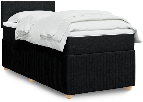 vidaXL Boxspringbett mit Matratze Schwarz 100x200 cm Stoff 3289662