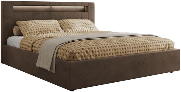 Polsterbett GOLD 5 CLASSIC 200 x 200 cm mit LED-Beleuchtung & Bettkasten, Doppelbett inkl. Lattenrost, Metall-Lift-System & Stauraum - Braun Velvet Bild 5