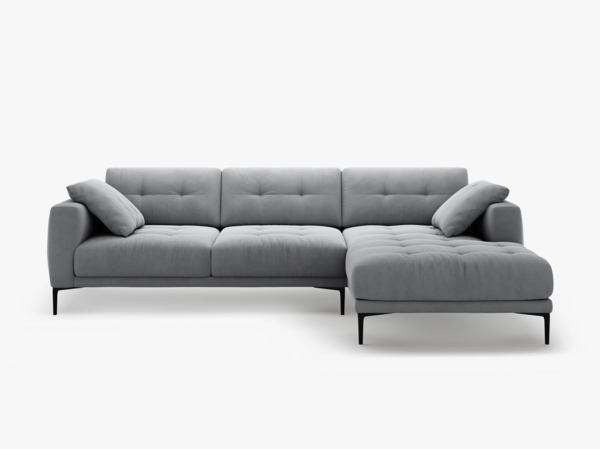 Micadoni Ecksofa Bemy 3-Sitzer Rechts Samt Grau